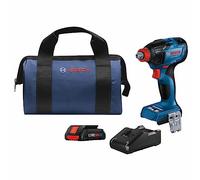 BOSCH GDX18V-1860CB15 - Kit de destornillador de impacto/llave de impacto de 18 V listo para conectar, dos en uno, 1/4 pulgadas y 1/2 pulgada, con (1) batería de alimentación avanzada CORE18V 4 Ah