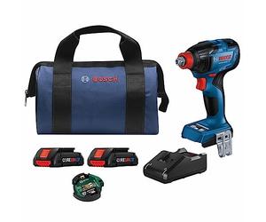 BOSCH GDX18V-1860CB25 - Kit de llave de impacto de bit/socket de 18 V listo para conectar, dos en uno de 1/4 pulgadas y 1/2 pulgada con (2) baterías de alimentación avanzada CORE18V® de 4 Ah y (1