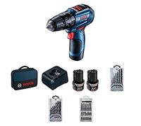 Bosch - Taladro atornillador AKU 12V con accesorios, 2x batería 2,0 Ah Li-Ion, cargador 06019G9101