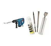 Bosch GSH 3 E - Martillo perforador (8,9 cm, 37,6 cm, 20,8 cm, 3,5 kg) + Conjunto de 3 cinceles SDS-plus