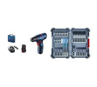 Bosch GSR 120-LI Taladro/atornillador a batería (2x2,0Ah) + Bosch Professional 35x Set Pick and Click para taladrar y atornillar (Impact Control, Accesorios para Taladro Atornillador) - Amazon Edition