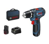 Bosch GSR 12V-15 Atornillador a batería con 2 Baterías de 2.0 Ah y Cargador