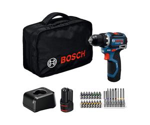 Bosch GSR 12V-32 Professional Taladro de Pistola 12V con 2 Baterías de 2,0 Ah y Kit de 24 Piezas