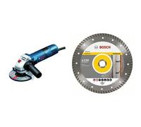 Bosch GWS 7-125 - Amoladora angular (diámetro de 125 mm, 11000 rpm, 720 W, 1,9kg), color azul + Disco tronzador de diamante - Universal Turbo - 125 x 22,23 x 2 x 10 mm