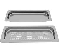 Bosch HEZ66D52-2 recipientes de vapor de acero inoxidable (perforados, sin perforación) para horno y horno compacto, 35 x 454 x 187 mm, apto para lavavajillas, acero inoxidable