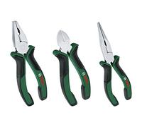 Bosch Juego de 3 alicates combinados, corte lateral y punta larga, níquel-cromado