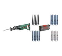 Bosch Home and Garden Sierra sable, Verde, 900 W + Set ToughBox con 20 hojas de sierra sable para madera y metal, éxito en ventas (madera y metal, accesorios de sierra sable)