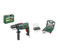 Bosch Home and Garden Taladro percutor eléctrico EasyImpact 600 (600 W, en maletín de transporte) + Maletín X-line con 50 unidades para taladrar y atornillar + set de fijación con 173 unidades