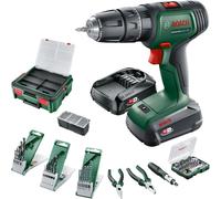 BOSCH Home & Garden 06039D4108. Set de taladro atornillador de impacto universal BOSCH Home & Garden 18V+46AC+SBX, con batería de 18,0 V, incluye 1 batería