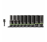 Bosch ITDSO12V10 10 pc. Impact Tough Deep Well 1/2" Socket Set with 1/4" Hex to 1/2" Socket Adapter