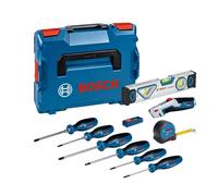 Bosch Professional Set de herramientas 13 piezas (6 destornilladores, cinta 5 m, nivel burbuja 25 cm)