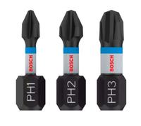Bosch Professional 3 puntas de atornillar Impact Control PH Set, 25 mm, vástago hexagonal, Pick and Click, accesorios de taladro de impacto