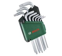 Bosch Juego de llaves Torx 9 pz – Acero S2, TX8–TX40, brazo largo, antióxido, barra almacenamiento
