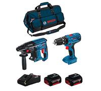 BOSCH Kit 18V BK206BAG (Martillo Perforador GBH 18V-21 + Taladro Percutor GSB 18V-21 + 2 Baterías de 4,0 Ah + Cargador + Bolsa)