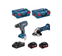 BOSCH Kit 18V BSK182M2B (Taladro Atornillador GSR 18V-28 + Amoladora GWS 18-125-VLI + 2 Baterías de 4,0 Ah + Cargador + 2 x L-Boxx 136)