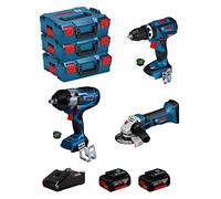 BOSCH Kit BK310 (Atornillador de Impacto GDS 18V-1000 C + Taladro Percutor GSB 18V-60 C + Amoladora GWS 18-125 V-LI + 2 baterías de 5,0 Ah + cargador + 2 módulos GCY42 + 3 L-Boxx 136)