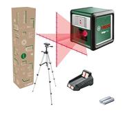 Bosch Láser de Líneas Cruzadas Quigo Plus con trípode (alineación fácil a distancias iguales y variables gracias a las marcas en la línea de láser, en caja para e-commerce)
