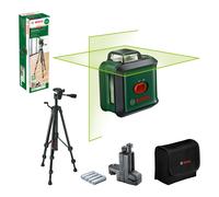 Bosch - Nivel Láser 360° Premium Set - UniversalLevel 360 - Línea Horizontal 360° y Vertical, diámetro trabajo 24 m, con Trípode TT150, abrazadera universal MM 3, 4 pilas 1,5V LR6 (AA) y bolsa de alma