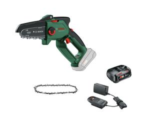 Bosch - Pack Sierra de Cadena a Batería + Starter Set 18V Alliance - EasyChain 18V-15-7 - 18V, Espada de 15 cm, 1 cadena extra, aceite para motosierra 60ml, 1 Batería de 2.5Ah y Cargador AL 18V-20 | 2