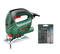 Bosch - Pack Sierra de Calar + Set 10 hojas sierra de calar para madera - PST 650 - 500W de Potencia, 65mm en Madera, Incluye Hoja de Sierra y Maletín Diy 102 x 338 x 292 mm.