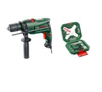 Bosch - Pack Taladro Percutor con Cable + Set 34 piezas X-Line con brocas y puntas de atornillar - EasyImpact 600, 600W, Portabrocas de 2 Casquillos, con Maletín Diy 290 x 68 x 221 mm.