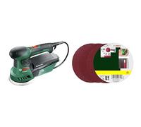 Bosch PEX 300 AE - Lijadora excéntrica con maletín (1x hoja de lija, plato lijador de goma, 270 W) + Bosch 2607019497 - Paquete de 25 lijas para lijadoras excéntricas (diámetro de 125 mm)