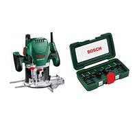 Bosch POF 1400 ACE - Fresadora de superficie (1.400 W, en maletín) + Bosch 2607019463 - Set con 6 fresas con inserción de 8 mm