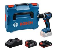 Taladro atornillador percutor inalámbrico Bosch Professional GSB18V-52, incluye 2 baterías de 2 o 4 Ah, cargador y maletín L-BOXX
