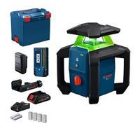 Bosch PRO Láser de Rotación GRL18V-3-31G (láser verde, protección IP66, doble alimentación, precisión ±1,5 mm a 30 m, incl. receptor LR3-2 con soporte, ProCore 18V 4.0Ah, cargador y L-BOXX 374)