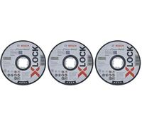 Bosch Profesional - Disco de corte recto (Inox y metales, X-LOCK, 125 mm, orificio: 22,23 mm, grosor: 1 mm) (Plateado, Óxido de aluminio, Paquete de 3)