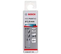 Bosch Professional 10 brocas helicoidales HSS PointTeQ, para metal, 2.6 x 30 x 57 mm, accesorio de taladro