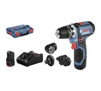 Bosch Professional 12V System atornillador a batería GSR 12V-15 FC - FlexiClick System (incl. 2 baterías 2.0Ah, cargador GAL 12V-40, 4 adaptadores, L-BOXX)