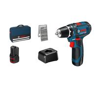 Bosch Professional Atornillador a batería GSR 12V-15 1300 rpm, 2x2.0Ah con cargador (negro/azul)