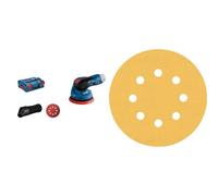 Bosch Professional 12V System GEX 12V-125 - Lijadora excéntrica a batería (Ø plato 125 mm, sin batería, en L-BOXX) + 50x Lijas Expert C470 (para Madera dura, Pintura sobre madera, Ø 125 mm, grano 120)