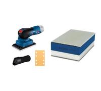 Bosch Professional 12V System GSS 12V-13, Lijadora orbital a batería (Brushless, 1 plato, bolsa para polvo) + 1x Expert Taco de Doble Densidad, para Madera, 80 x 133 mm, incl. Malla Abrasiva
