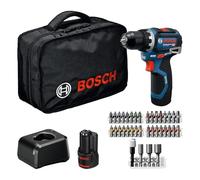 Bosch Professional 12V System Taladro/atornillador a batería GSR 12V-32 (Control Advanced KickBack, motor sin escobillas, incluye batería de 2,0 Ah, GAL12V-20, accesorios, placa Pick-and-Click, bolsa