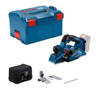 Bosch Professional 18V System cepillo a batería GHO 18V-26 (motor sin escobillas, incl. bolsa para polvo, tope paralelo, 1 cuchilla Wood Razor, L-BOXX, sin batería/cargador)
