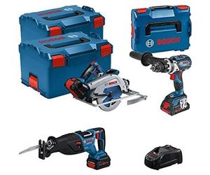 Bosch Professional 18v System Gsb 18v-110 C + Gks 18v-68 Gc + Gsa 18v-28 - Set Taladro +sierra Circular +sable (2 Bat. Procore 5.5 Ah, 1 Bat. Procore 4.0 Ah, L-boxx)