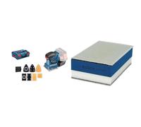 Bosch Professional 18V System GSS 18V-10, Lijadora orbital a batería (3 platos lijadores, sin batería, en L-BOXX) + 1x Expert Taco de Doble Densidad, para Madera, 80 x 133 mm, incl. Malla Abrasiva
