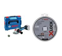Bosch Professional 18V System GWX 18V-10 PSC - Amoladora angular a batería (Ø 125 mm, Connectivity, sin batería, en L-BOXX) + 10 discos de corte recto (para inoxidable, X-LOCK, Ø125 mm)