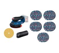 Bosch Professional 18V System lijadora a batería GEX 18V-150-3 (Sin batería/cargador) + Bosch 55x Set de 55 discos de lija para láminas EXPERT O780, Ø150 mm
