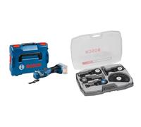 Bosch Professional 18V System multiherramienta a batería GOP 18V-34 (motor sin escobillas, Vibration Control, empuñadura estrecha 180 mm, incl. 1 hoja de sierra, sin batería/cargador) + Cutting Set
