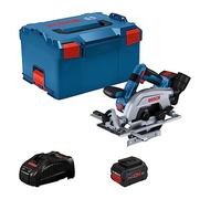 Bosch Professional 18V System sierra circular a batería GKS 18V 57-2 L (disco de sierra izquierda, motor sin escobillas, incl. 1 disco de sierra, 2 baterías ProCORE 5.5Ah, cargador, L-BOXX)
