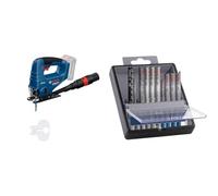 Bosch Professional 18V System sierra de calar a batería GST 18V-95 B (sin batería/cargador) + Bosch Juego de 10 hojas de sierra de calar Pro Wood and Metal (para chapa de acero, madera dura,100 mm)
