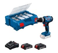 Bosch Professional Taladro percutor a batería GSB 18V-25 – incluye 2 GBA 2.0Ah, GAL 18V-20, set 63 pz