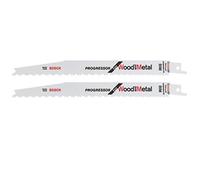 Bosch Professional 2 unidades Hoja de sierra sable S 3456 XF Progressor for Wood and Metal (Longitud 200 mm, accesorio de sierra sable)