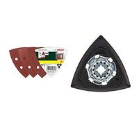 Bosch Professional 2607019500 Paquete de 25 lijas para lijadoras Delta (93 mm, grano 60, 120, 240) + Placa de lijado AVZ93G 2609256956 para todas las herramientas múltiples de PMF