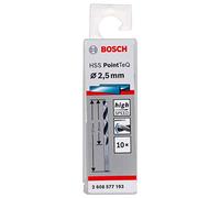 Bosch Professional 2608577193 - Broca para metal HSS PointTeQ DIN338 2.5 x 30 x 57: 10 uds, Talla, Diámetro 2.5 mm