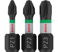 Bosch Professional Juego 3 puntas de atornillar Impact Control PZ 25 mm vástago hexagonal Pick&Click