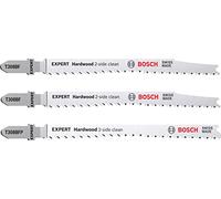 Bosch Professional 3 x Set de hojas de sierra de calar Expert Hardwood 2-Side Clean, para Encimera de cocina, Tableros recubiertos de plástico, Longitud 117 mm, Accesorios Sierra de calar